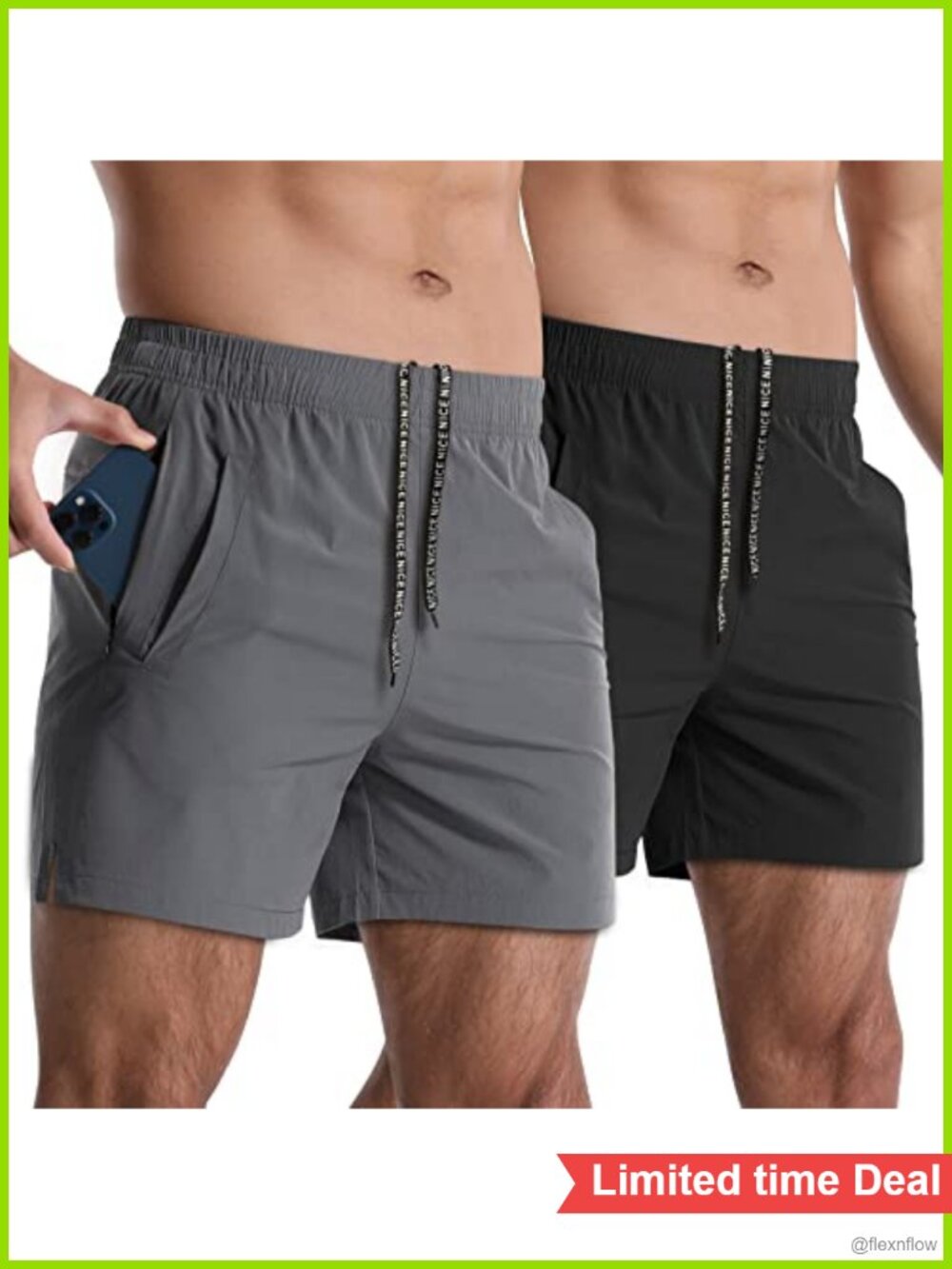2 Pack Men's Athletic Shorts 5" Inseam Gym Workout Running Zip Pockets